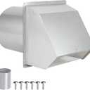 6 Inch Wall Vent Cover,Exterior Wall Vent Hood with Screen and Damper Exhaust Dryer Vent Cover Outside,External Extractor Wall Exhaust Vent Cap for Range Hood Kitchen Outdoor Air Vent,Stainless Steel
