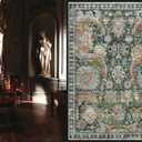 RUGSURE Washable Area Rugs - Perfect for Living Room, Bedroom, Kids Room, Nursery - Stain & Water Resistant Non-Slip, Pet & Child Friendly, Vintage Tribal Area Rugs (Green, 3' x 5 ')