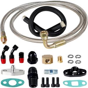 YESHMA Turbocharger Oil Feed and Drain Return Line Kit for T3 T4 GT35 T70 T66 T61 T60 T04E T04 GT32 GT40 GT42 GT4088R GT4049R GT42R/RS GT4294R GT4202R