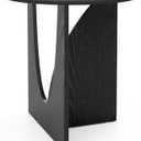 Round Side Table,Modern Aesthetic End Table with Oak Veneer,Wood Accent Table for Living Room, Bedroom (A, Black)
