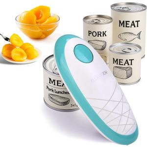 CIRCLE JOY Electric Can Opener, One-Touch Automatic Can Opening with Smooth Edges, Food Safety Handheld Battery-Operated Can Opener for Kitchen and Seniors, Green