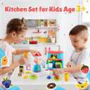 PLAY Kitchen Appliances Toys Set, Pretend Kids Kitchen Playset with Coffee Maker, Toy Blender and Play Foods, with Realistic Lights and Sounds, Play Kitchen Accessories Gift for Toddler Ages 3+