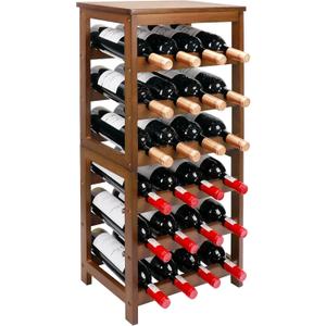 Thalomely Wine Rack Free Standing Floor, 6-Tier 24 Bottles Display Wine Storage Shelves with Table Top, Easy-Assembly Freestanding Bamboo Wine Racks for Kitchen Dining Room Bar, Walnut