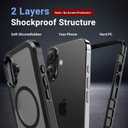 jaroco Magnetic for iPhone 16 Case, [Compatible with MagSafe][Military Grade Drop Protection][Heavy Duty Protection][Non-Slip][Shockproof] 2-Layer Durable Bumper Phone Case 6.1''-Black