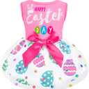 Dog Dress Girl Dog Dresses with Bowknot Tulle Princess Pet Clothes for Small Medium Large Dogs Girls Boys Cats Outfit Apparel (Large, Happy Easter)