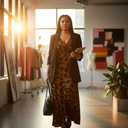 Yajedo Womens Casual Summer Maxi Dress Plus Size Sexy Wrap V Neck 3/4 Sleeve Sundress with Pockets. M Size