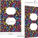Colorful Dog Cat Paw Print 1 Gang Single Duplex Receptacle Outlet Cover Jumbo Size Electrical Wall Plate Electric Decorator Light Switch Face Socket Plate Cover