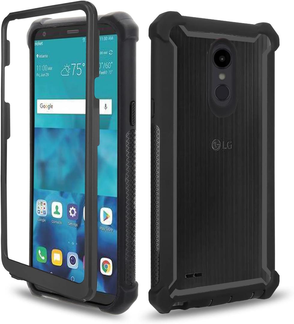Asuwish Phone Case for LG Aristo 2/3 Plus, Rebel 4, Tribute Empire Dynasty, Zone 4, K8 Plus 2018 K8S, Fortune 2, Phoenix 4, Risio 3 - Shockproof Heavy Duty Cell Accessories - Black