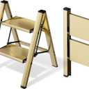 HillhutApex 2 Step Ladder, Lightweight Portable 2 Step Stool with Anti-Slip Wide Pedal,330lbs Capacity Aluminum Ladder for Household,Office,Library(Gold)