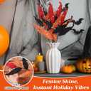 HyDren 10 Pcs Christmas Glitter Leaves Large Ornaments for Christmas Tree Picks Sprays Artificial Stems Branches Twigs Sprigs Floral for Xmas Tree Wreath Garland Vase DIY Decor(Red Black Orange)