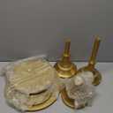 HBlife 3-PCS Gold Cake Stand Set (8"/10"/12" Plate) for 6-10 Inch Cakes, Perfect Dessert Table Display Set, Cupcake&Cake Stands for Party, Wedding, Birthday, Baby Shower, Anniversary (Metal)