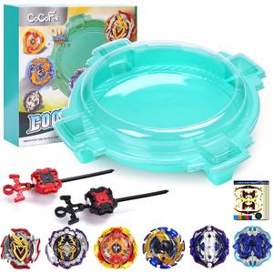 COCOFOX Battling Top Burst Toy Set Game Complete Battle Game Set with Stadium, 6 Battling Tops and 2 Launchers, Toys for 6 Year Old Boys & Girls & Up Green