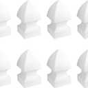 QWORK 4" Vinyl Post Cap Gothic Style Post Caps, 8 Pack White Gothic Post Cap, Vinyl Fence Post Caps for 4" Square Post