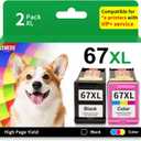 LEMERO UTRUST Remanufactured 67XL Ink Cartridge Replacement for HP DeskJet 2700 2755e 2700e 4155e 4155 Envy 6000 6055e 6400 6455e, Black, Tri-color, 2-Pack