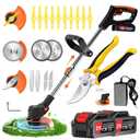 Weed Wacker, Electric Weed wackers with 2pcs 21V Batteries, Cordless Weed Wacker with 3 Different Types of Blades, String Trimmer, Weed wackers Battery Operated Suitable for Home, Garden and Lawn