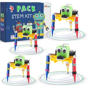 Bulk STEM Craft Kits for Kids 8-12: 4-Pack Doodling Robot Building Kits, Classroom Activities & Science Experiments, Educational Robotics DIY Project for Boys Girls, STEM Toys for School Clubs