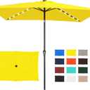 JEAREY 6.5x10 ft Rectangular LED Lighted Patio Umbrellas Outdoor Solar Table Market Umbrella w/Push Button Tilt/Crank, 6 Sturdy Ribs, UV Protection Waterproof Sunproof(Yellow)
