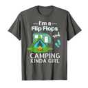 Funny Womens Girls Camping Shirt Flip Flops Roadtrips RV T-Shirt L, Gray