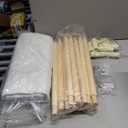 little dove Teepee Tent for Kids Foldable Teepee Play Tent with Carry Case, Banner, Fairy Lights, Olives Branches, Four Poles Style Raw White Color - New Version Tiny House