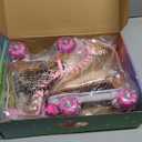 Roller Skate for Women, High-Top PU Leather Quad Skates Size 9.5 for Beginner, Laser Shiny Gold Double-Row Rollerskates for Girls Ages 8-50 Outdoor and Indoor