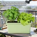 Oliz Window Box Planter 6 Packs, 13.8 Inches Rectangle Flower Pots with Drainage Holes & Trays, Pots for Vegetables, Herbs, Flowers, Garden Windowsill Balcony (Green)