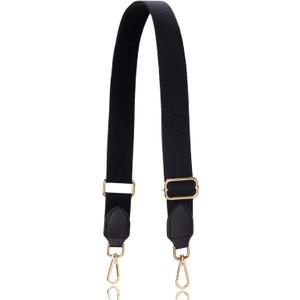 Allzedream Purse Straps Replacement Crossbody Bags Handbag Wide Canvas Leather Adjustable (Black, Gold Hardware)