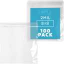 GPI - 8" x 8" Zip Bags, Clear Plastic Reclosable Zipper Baggies with Resealable Zip Top Lock for Sandwiches, Food Storage, Craft & Office Supplies & Toys. 2 Mil Thick. 100 Count