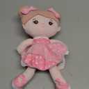 OUOZZZ 12.6" Soft Baby Doll Toys for 1 + Year Old Girl Gifts, Birthday Gifts for 1 Year Old Girl Valentine Plush Toys Gift for Toddler Kids Pink Dress