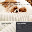 Bedsure ComfyFleece Donut Medium Dog Bed - Washable Faux Fur with Corduroy Fleece & Anti Slip Bottom, Round Pet Bed with Removable Cover, Cream, 30x30x8 inches