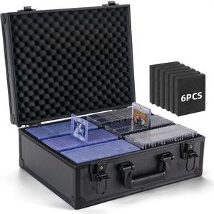 Eugsph Trading Card Storage Box for 3" X 4" 35pt Toploaders 600+, Sturdy Secure Large Capacity Hard Case with 6 Foam Stoppers, Fits Toploader Magnetic Holders MTG Baseball Sports Card Storage Box Case