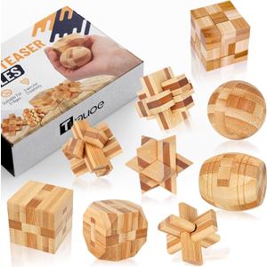 Wooden Brain Teaser Puzzles, 9pcs 3D Brain Teasers for Adults Teens Kids, Logic Mind Puzzle Box Lock Toy Removing Assembling 3D Small Puzzle Gift Set, Small 3D Unique IQ Hand Puzzles