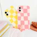 Case for iPhone 11, Cute Checkerboard Larger Blocks Pattern Aesthetic Gloss Phone Case, Raised Lens Edge Protection, Stylish Slim Soft TPU Protective Cover for iPhone 11, Purple