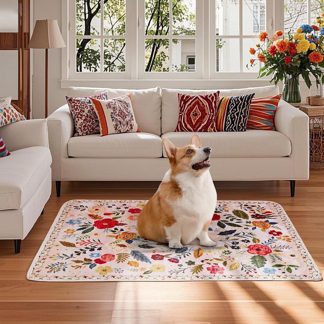 Washable Pee Pads for Dogs 2 Pack, Puppy Pads with Pheromones, 2026 Upgraded PuppyPad 40"x26" Super Absorbent Quick Dry Dog Training Pads, Waterproof & Non-Slip Whelping Pads for Crate,Floor,Sofa (Pink Garden)