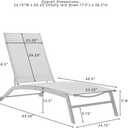 Crosley Furniture Weaver Reclining Sling Outdoor Chaise Lounge Chair with Wheels for Patio, Deck, and Pool, Charcoal