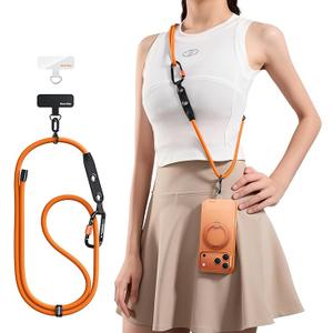 TORRAS Phone Lanyard with Hanging Loops, Adjustable Anti Theft Phone Strap Crossbody for iPhone 17 Pro,SkinFriendly,2 Tabs, Universal Cell Phone Neck Lanyard for Daily & Outdoor Activities, Orange