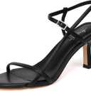 Mostrin Heels for Women Strappy Sandals Square Open Toe High Heel Sandals Ankle Strap Stiletto Heels for Party Wedding, Size 7