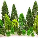 36 Pieces 1.36-6 inch Mixed Model Trees Train Scenery Architecture Tree Fake Trees for DIY Crafts, Building Model, Scenery Landscape Natural Green