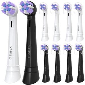 Toothbrush Replacement Heads Compatible with Oral B iO 10 9 8 7 6 5 4 3 Series Electric Toothbrush, 10 Pack Brush Heads, Black + White