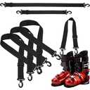 Skylety 4 Pieces Ski Boot Carrier Straps Adjustable Snowboard Strap Shoulder Sling Leash Ice Skates Shoulder Carrier Winter Gear Leash Sport Snowboard Accessories(Black)
