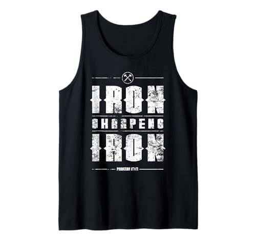 Iron Sharpens Iron Proverbs Christian Bible Verse Religious Tank Top, XL