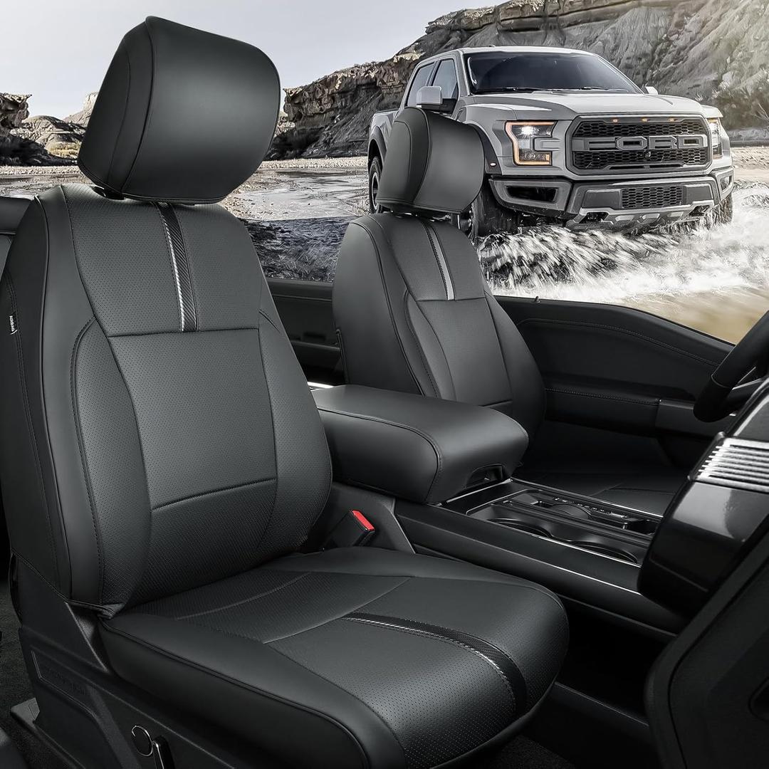 CreekT Full Set Seat Covers for Ford F150 2015-2025, Waterproof Pickup Custom Fit Faux Leather Seat Covers for Ford F-150 Accessories, for F150 2021 2022 2023 2024 2025 Super Crew/Crew Cab(XL,XLT)