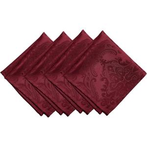 Elrene Home Fashions Caiden Elegance Damask Waterproof, Stain & Wrinkle Resistant Fabric Napkins (Set of 4), 17" x 17", Cranberry