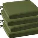 Outdoor Square Corner Seat Cushion, 18.5"x16"x3", Set of 4, Non Slip Seat Cushion Pads with Removable Cover for Patio Furniture, Garden Yard Lawn, Deep Forest Green
