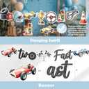 179 PCs Two Fast Birthday Decor, 2 Fast Birthday Decoration with Plates Napkins Tablecloth Hanging Swirls for Boys Vintage Race Car Theme 2nd Party Tableware Set