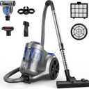 Aspiron 1700W Canister Vacuum Cleaner, 45Kpa Bagless Vacuum Cleaner, Multi-Cyclonic Filtration, 2 Anti-Allergen HEPA Filters, 3.5QT Dust Cup, 4 Tools, No Hair Tangles for Hard Floor, Pet Hair, Azure