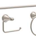 Delta Faucet Becker 3-Piece Bathroom Set, SpotShield Brushed Nickel, 18"/24" Towel Rack, Toilet Paper Holder, Ring BCK63-DN