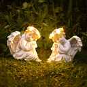 Angel Statue Garden Decor for Outside Solar Yard Art Outdoor Decorations Patio Porch Home Lawn Ornaments Christmas Light up Figurine Backyard Memorial Gift Idea Mom Mother Grandma