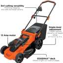 BLACK+DECKER 20-Inch Corded Electric Lawn Mower, Ultra Light Push Mower, 13-Amp High Output Motor, 3 in 1 Cutting Versatility, Tool Free Height Adjustment, 7-setting Cutting Height (MM2000)