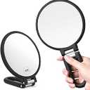 CLSEVXY Magnifying Handheld Mirror Double Sided, 1X 15X Magnification Hand Mirrors, Travel Folding Hand Held Mirror, 360°Rotation Pedestal Makeup Vanity Mirror