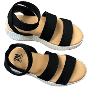 SM New York Women's Wedge Sandals Platform Elastic Strap Platform Sandals, Size 8 1/2, Black